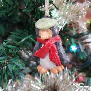 New Handmade Salt Dough Penguin Ornament